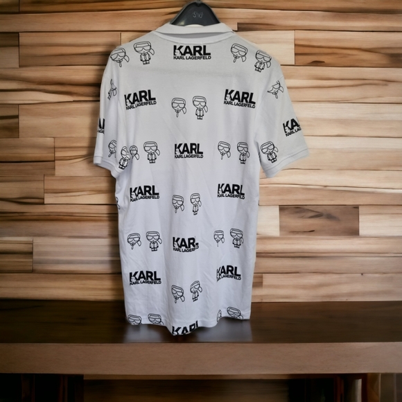 Karl lagerfeld multi logo polo shirt Size xl black/white - Picture 2 of 5